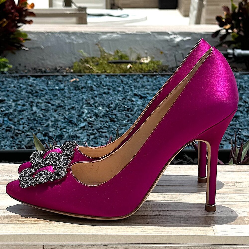 Manolo Blahnik Hangisi Women's Shoes Heels Brand New - Picture 2 of 14